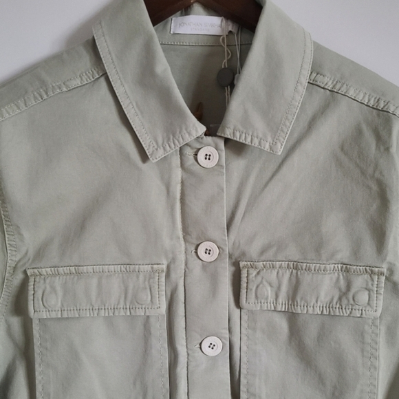 Jonathan Simkhai Maggie Twill Jacket, Size 6, Sage, NWT - Picture 8 of 16
